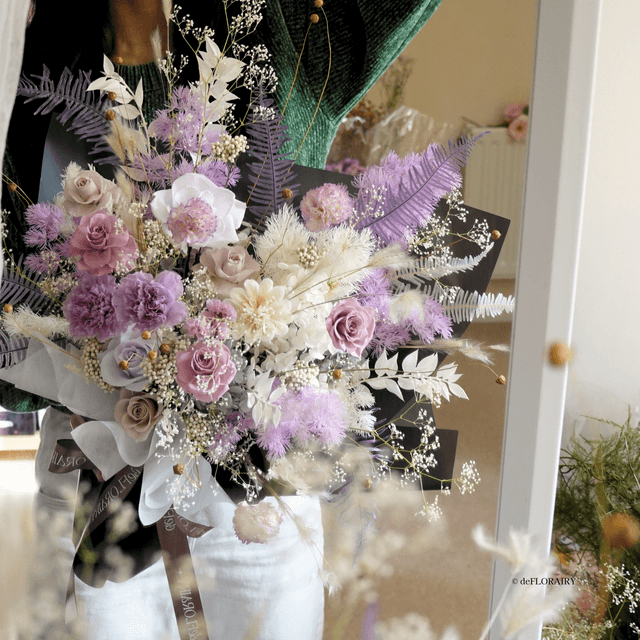 Preserved Rose & Carnation Bouquet | Purple Flowers | Next-Day Flower Delivery in Bristol | UK-Wide Delivery