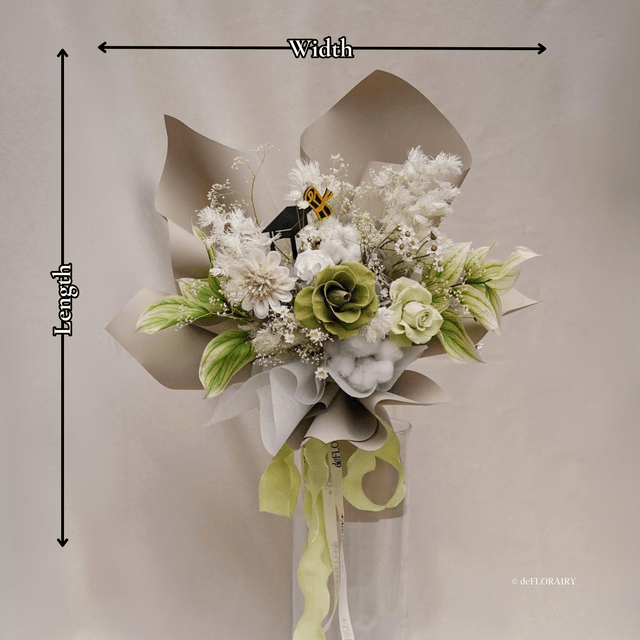Preserved Rose & Cotton Flower Bouquet | Green Flowers | Next-Day Flower Delivery in Bristol | UK-Wide Delivery