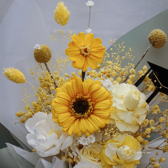 Preserved Gerbera & Rose Bouquet | Yellow Flowers | Next-Day Flower Delivery in Bristol | UK-Wide Delivery