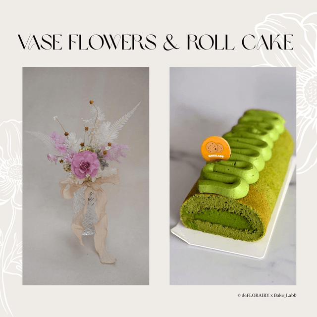 Rose: Lavender Drift Flower in Vase & Roll Cake | Direct Home Delivery | 4 Days in Advance