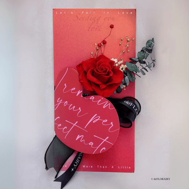 Classic Red: Let's Fall in Love Flower Card & Roll Cake | Direct Home Delivery | 4 Days in Advance