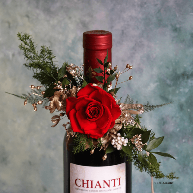 Classic Red &amp; Green Bottle Bouquet | Wine Decoration | Celebration | Wine Gifts